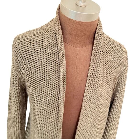Caroll Paris Flyaway Open Sweater Cardigan Size 40 Medium 8 US Taupe Beige - Picture 2 of 6